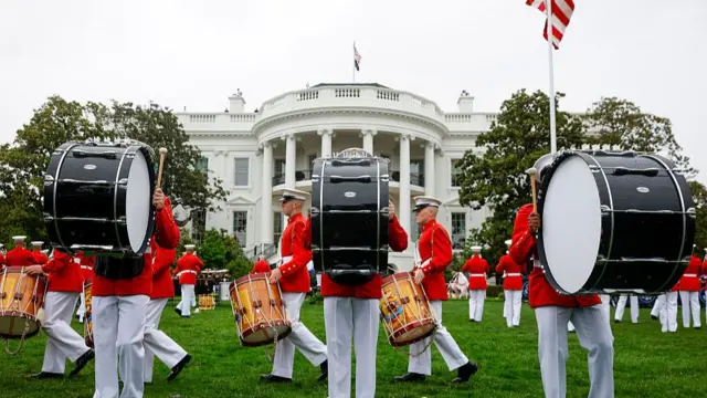 US Marine Band plays outside the White House