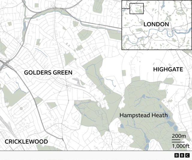 Map of Golders Green in north London