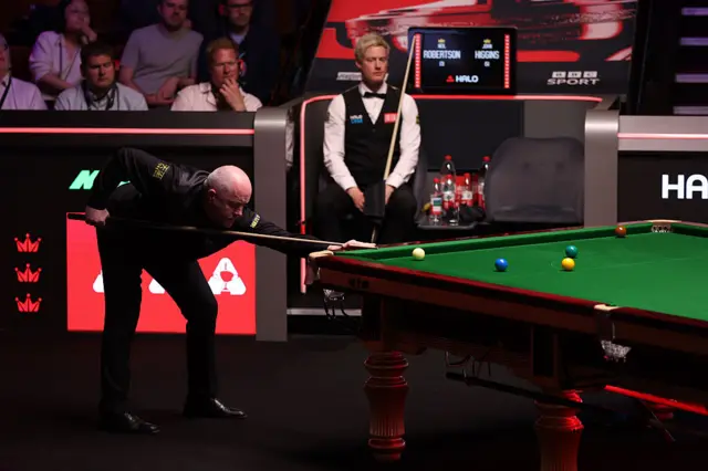 John Higgins playing a shot