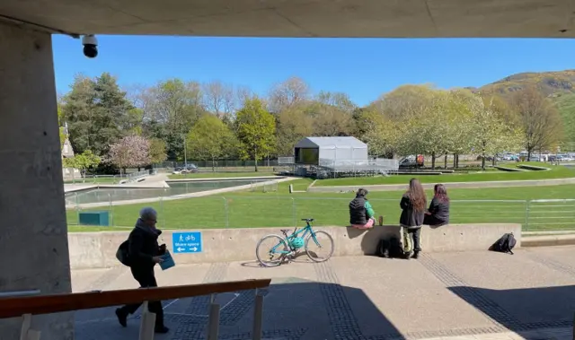 The construction is bathed in glorious sunshine today