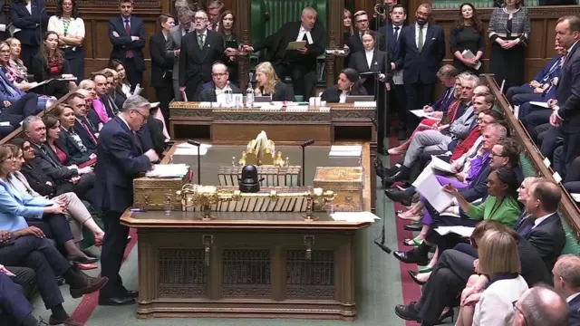 Sir Keir Starmer responding to questions from Conservative Leader Kemi Badenoch in the Commons