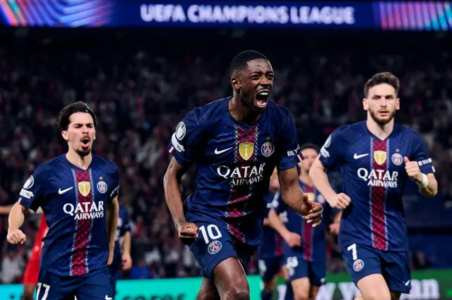 PSG celebrate in Champions League