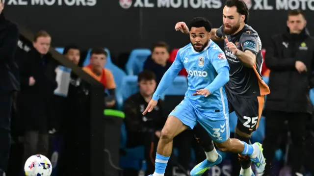 Jay Dasilva dribbles past Ben Brereton Diaz