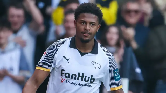 Derby's Rhian Brewster during the 1-0 win over Birmingham
