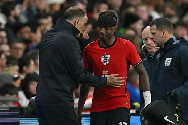 Thomas Tuchel consoles England's midfielder Noni Madueke
