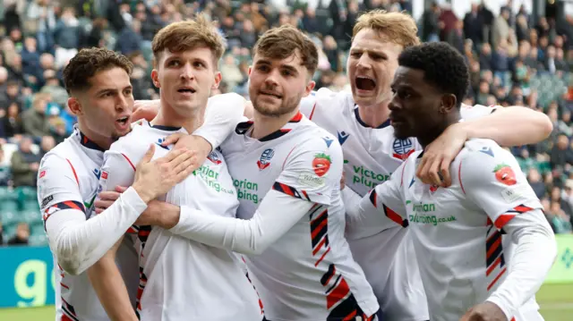 Bolton celebrate Johnny Kenny's goal
