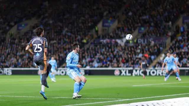 Ben Brereton Diaz heads Derby's equaliser at Coventry