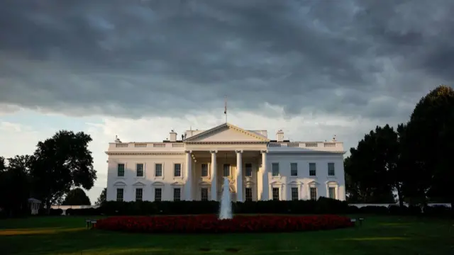 Early morning light is seen on the White House