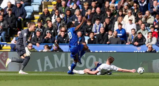 Patson Daka scores for Leicester against Preston