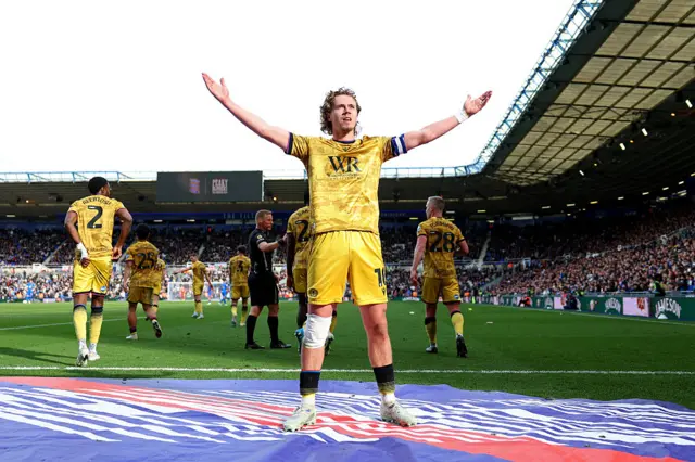 Todd Cantwell celebrates scoring at Birmingham