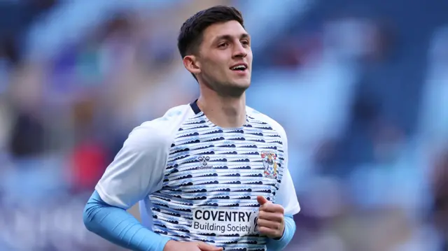 Coventry defender Bobby Thomas during the warm-up before the game with Derby