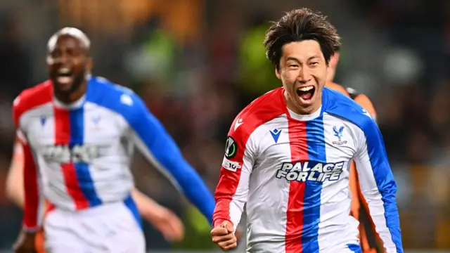 Daichi Kamada of Crystal Palace celebrates scoring his team's second goal