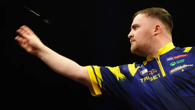 Luke Littler during his semi-final match against Gerwyn Price on night thirteen of the BetMGM Premier League 2026 at P&J Live, Aberdeen