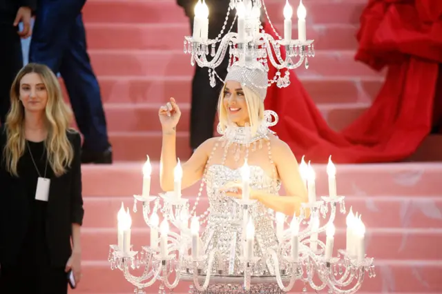 Katy Perry dressed as a chandelier on the Met Gala red carpet