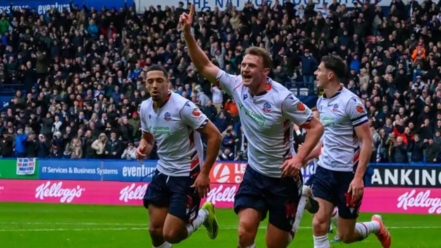 Sam Dalby celebrating scoring a goal for Bolton Wanderers