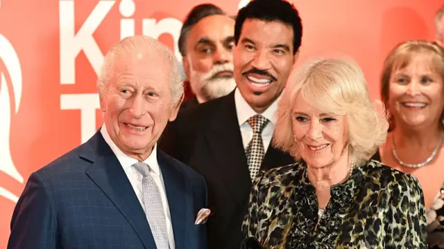 : King Charles III, Lionel Richie and Queen Camilla attend the Greater Together Reception on day three of the State Visit of King Charles III and Queen Camilla to the United States of America, at auction house Christie’s, on April 29, 2026