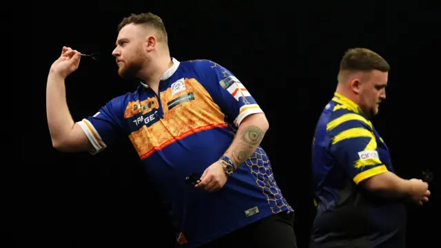 Josh Rock during his match against Luke Littler on night thirteen of the BetMGM Premier League 2026 at P&J Live, Aberdeen