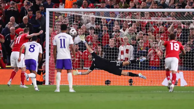 Chris Wood of Nottingham Forest scores a goal to make it 1-0