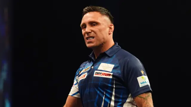 Gerwyn Price during his match against Stephen Bunting on night thirteen of the BetMGM Premier League 2026 at P&J Live, Aberdeen