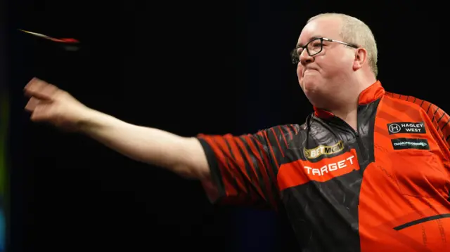 Stephen Bunting during his match against Gerwyn Price on night thirteen of the BetMGM Premier League 2026 at P&J Live, Aberdeen