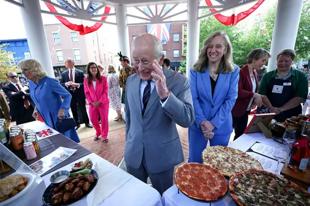 King Charles stands with Virginia Governor Abigail Spanberger