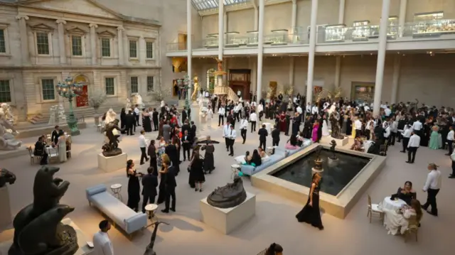 The inside of the Metropolitan Museum of Art during the 2023 Met Gala