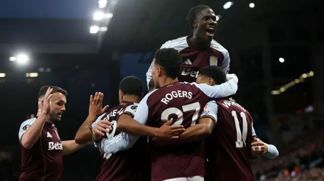 Ollie Watkins of Aston Villa celebrates his goal during the UEFA Europa League 2025/26 Quarter-Final