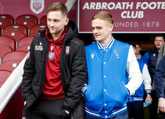 Johnstone's Taylor Steven and Arbroath's Thomas O'Brien