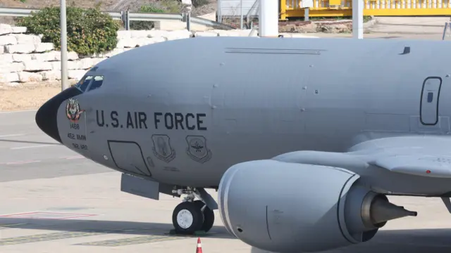 A US Air Force Boeing KC-135 Stratotanker aerial refuelling tanker, seen in Israel in February