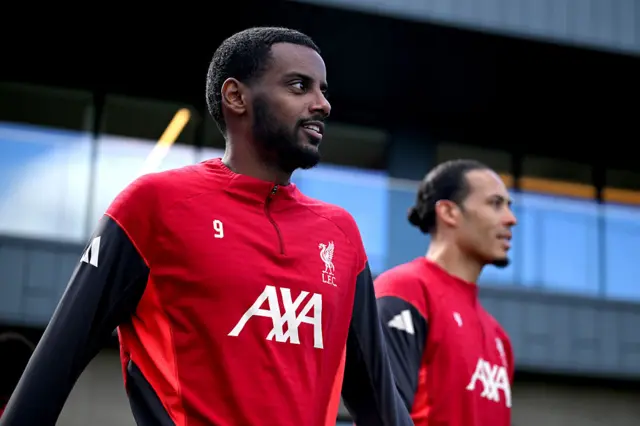 Alexander Isak walks out for training at Liverpool