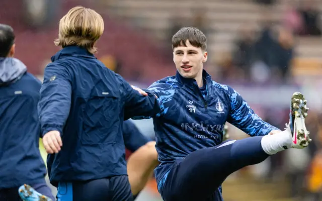 Falkirk's Ben Broggio (right) and Ethan Ross warm up at Fir Park