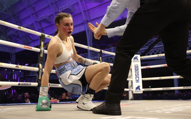 Emma Dolan is counted by the referee