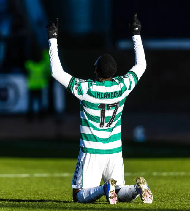 Kelechi Iheanacho celebrates his Celtic goal