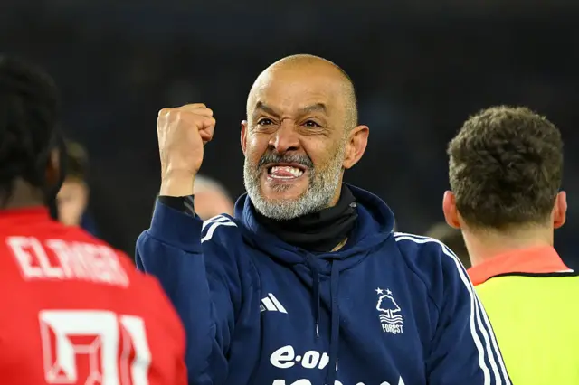 Nuno Espirito Santo celebrates a Nottingham Forest FA Cup win
