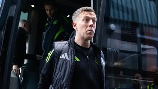 Callum McGregor arrives at Dens