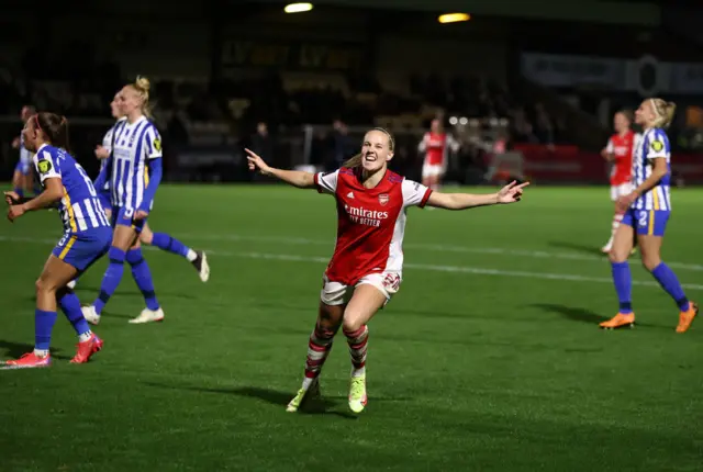 Mead celebrates v Brighton in 2021