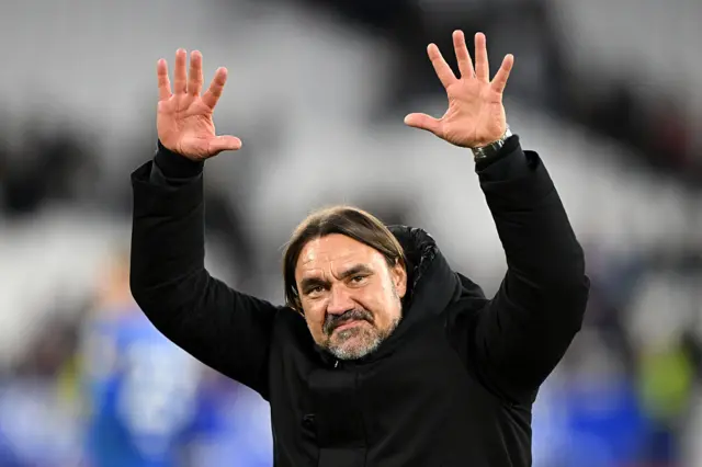 Daniel Farke, Manager of Leeds United, acknowlegdes the fans