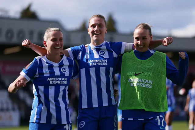 Jelena Cankovic, Maisie Symonds and Bex Rayner celebrate
