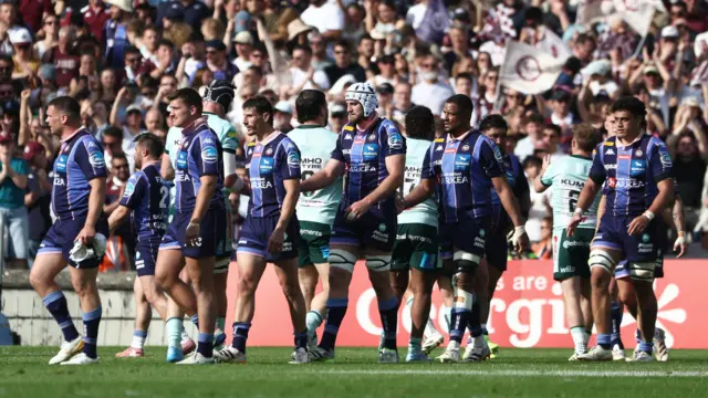 Bordeaux players at full-time