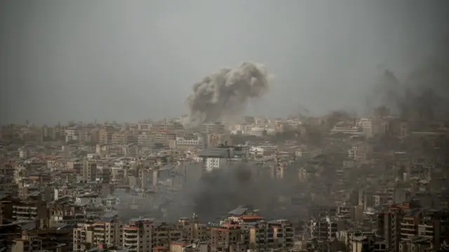 Smoke rises from Beirut's southern suburbs following an Israeli strike