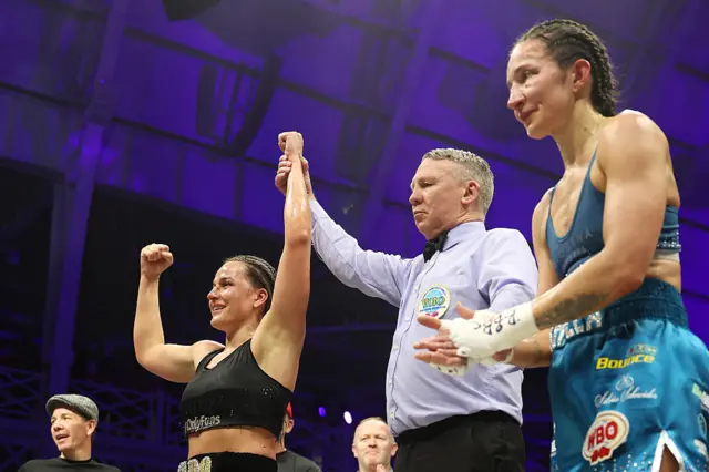 Chantelle Cameron has her hand raised