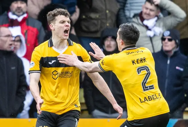 Lewis Smith and Cammy Kerr celebrate
