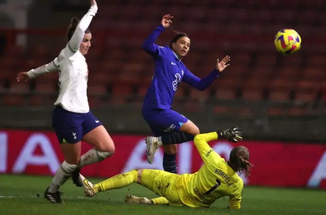 Sam Kerr scores in LC against Tottenham