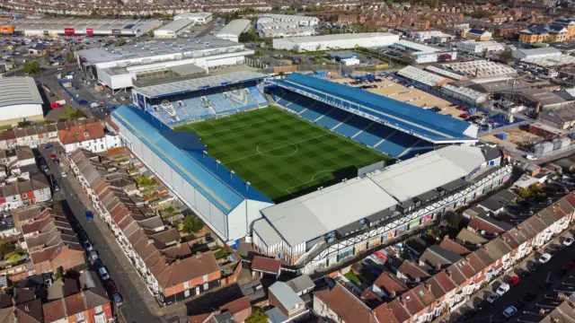 Aerial shot of Fratton Park