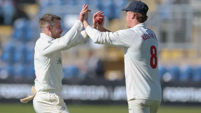 Mason Crane takes a wicket