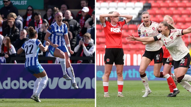 Brighton and Liverpool celebrate goals in their respective quarter-finals