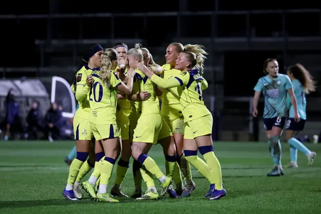 Spurs celebrate a goal v LCL in the last round