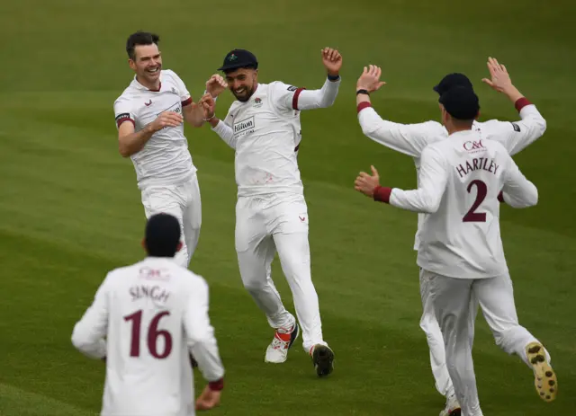 James Anderson takes a wicket