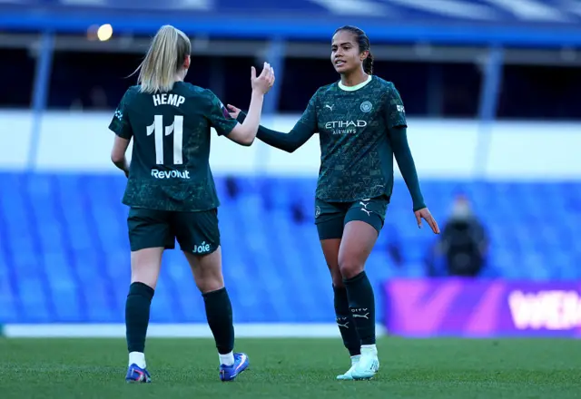 Fowler and Hemp high five at full time