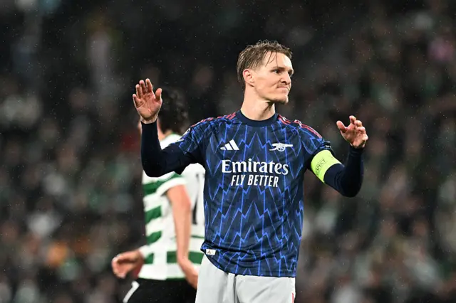 Martin Odegaard of Arsenal reacts